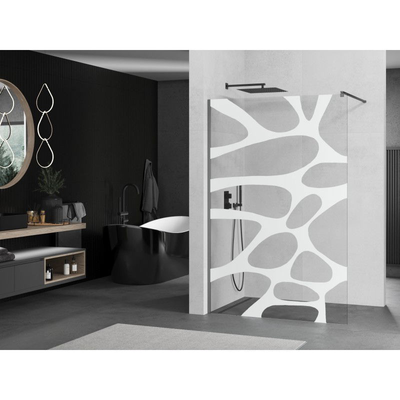 Mexen Kioto Walk-in shower screen 140 x 200 cm, white wave 8 mm, gun metal - 800-140-101-95-97