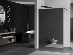 Mexen Kioto Walk-in Shower Wall 80 x 200 cm, Mirror 8 mm, Gun Metal - 800-080-101-95-50