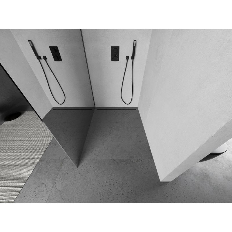 Mexen Kioto Walk-in Shower Wall 110 x 200 cm, Mirror 8 mm, Gun Metal - 800-110-101-95-50