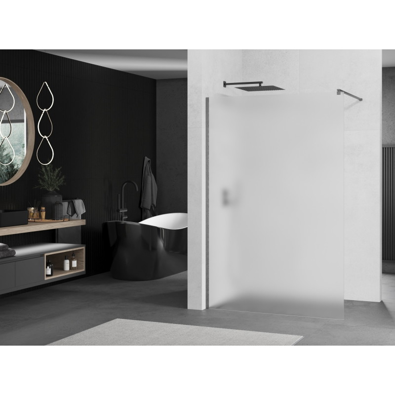 Mexen Kioto Walk-in Shower Wall 120 x 200 cm, Frosted 8 mm, Gun Gray Brushed - 800-120-101-66-30