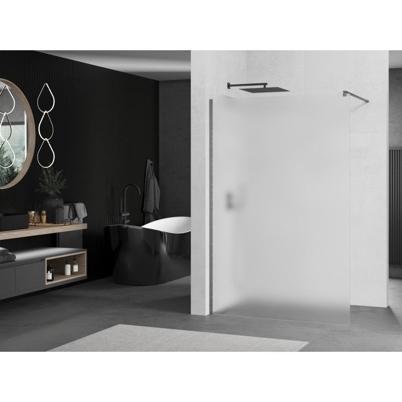 Mexen Kioto Walk-in Shower Wall 130 x 200 cm, Frost 8 mm, Gun Gray Brushed - 800-130-101-66-30