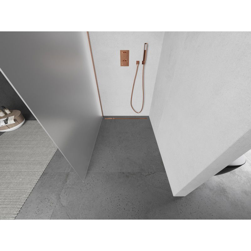 Mexen Kioto Walk-in Shower Wall 110 x 200 cm, Frosted 8 mm, Brushed Copper - 800-110-101-65-30