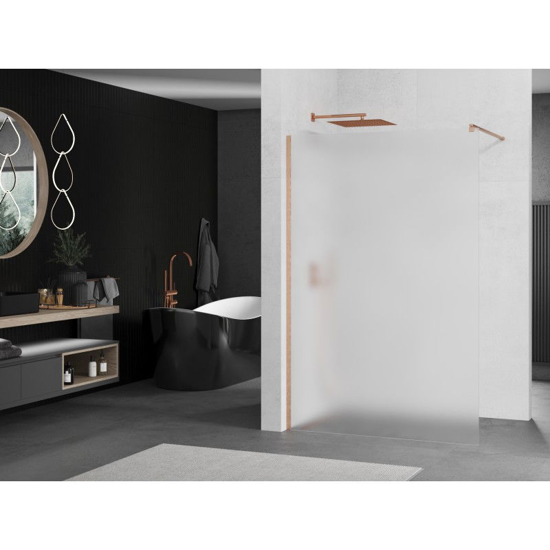 Mexen Kioto Walk-In Shower Wall 140 x 200 cm, Frosted 8 mm, Brushed Copper - 800-140-101-65-30