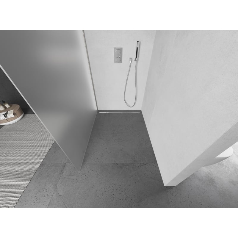 Mexen Kioto Walk-in Shower Wall 100 x 200 cm, Frosted 8 mm, Brushed Nickel - 800-100-101-97-30