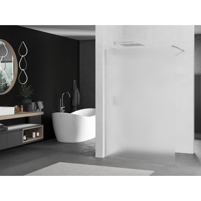 Mexen Kioto Walk-in Shower Wall 100 x 200 cm, Frosted 8 mm, Brushed Nickel - 800-100-101-97-30