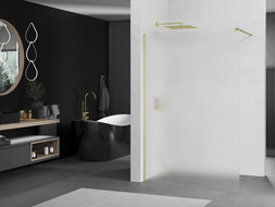 Mexen Kioto Walk-in Shower Wall 100 x 200 cm, Frosted 8 mm, Brushed Gold - 800-100-101-55-30
