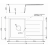 Mexen Bruno 1-compartment granite sink with a drip tray and kitchen mixer tap Telma, Grey - 6513-71-670200-50