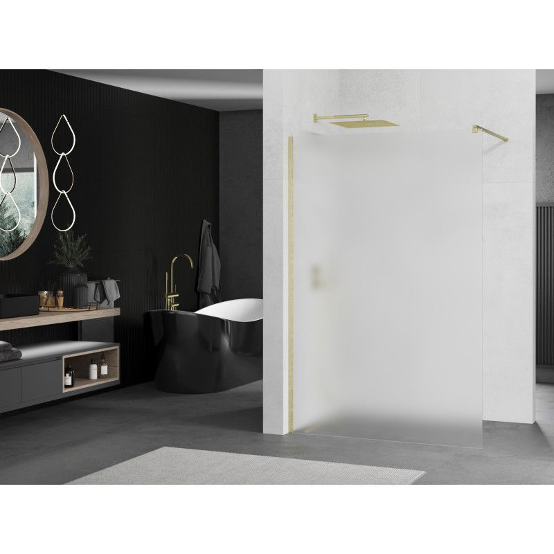 Mexen Kioto Walk-in Shower Wall 120 x 200 cm, Frosted 8 mm, Brushed Gold - 800-120-101-55-30