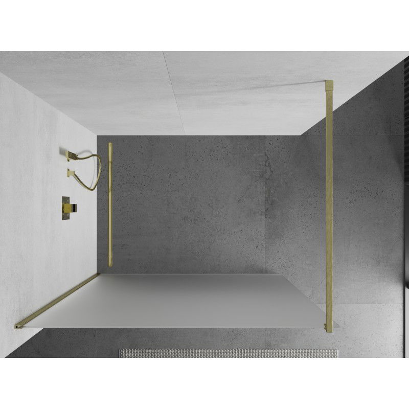 Mexen Kioto Walk-in Shower Screen 130 x 200 cm, Frosted 8 mm, Brushed Gold - 800-130-101-55-30