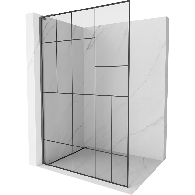 Mexen Kioto L Walk-in Shower Screen 100 x 200 cm, Black Pattern, Gun Metal - 800-100-103-95-78