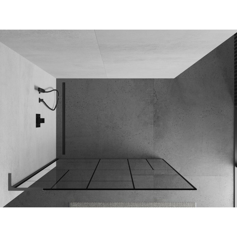 Mexen Kioto L Walk-in Shower Wall 110 x 200 cm, Black Pattern, Gun Metal - 800-110-103-95-78