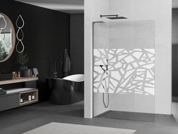 Mexen Kioto L Shower Panel Walk-in 90 x 200 cm, white pattern, gun metal - 800-090-103-95-85