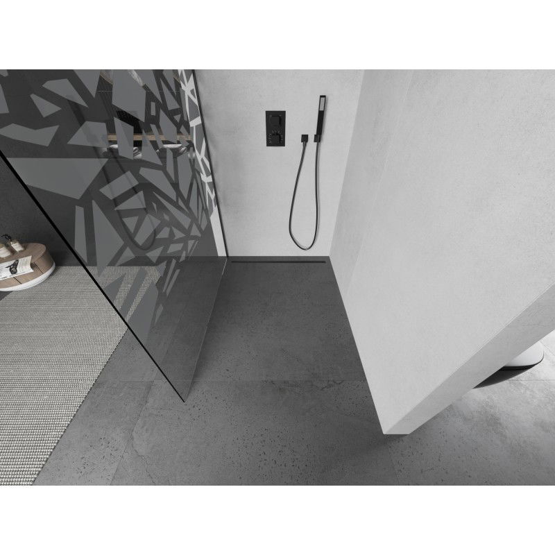 Mexen Kioto L shower wall Walk-in 120 x 200 cm, white pattern, gun metal - 800-120-103-95-85