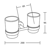 Mexen Tiber double toothbrush holder, black - 7050552-70