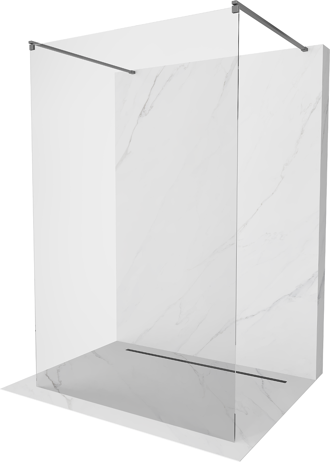 Mexen Kioto Shower Wall Freestanding 100 x 200 cm, Transparent 8 mm, Gun Metal - 800-100-002-95-00
