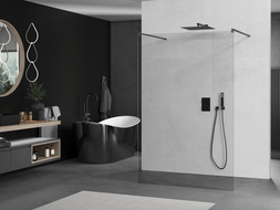 Mexen Kioto Free-standing Shower Wall 140 x 200 cm, Transparent 8 mm, Gun Metal - 800-140-002-95-00