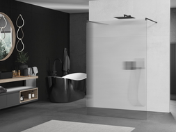 Mexen Kioto freestanding shower wall 130 x 200 cm, stripes 8 mm, gun metal - 800-130-002-95-09