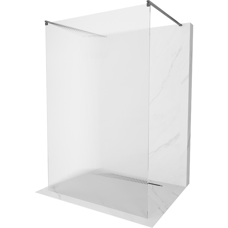 Mexen Kioto freestanding shower wall 130 x 200 cm, 8 mm thick, brushed gun gray - 800-130-002-66-09