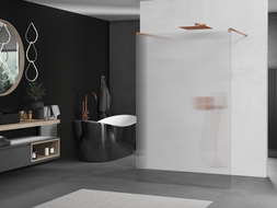 Mexen Kioto freestanding shower wall 100 x 200 cm, stripes 8 mm, brushed copper - 800-100-002-65-09