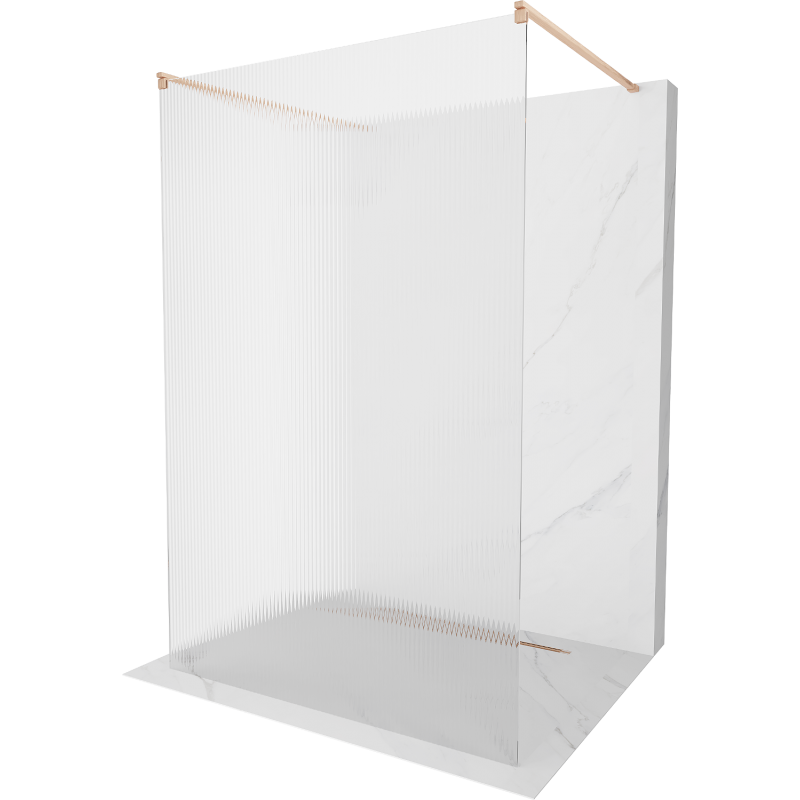 Mexen Kioto freestanding shower wall 120 x 200 cm, stripes 8 mm, brushed copper - 800-120-002-65-09