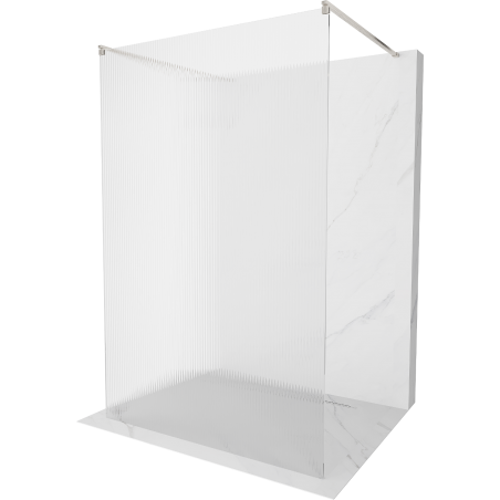 Mexen Kioto Free-Standing Shower Wall 110 x 200 cm, 8 mm Glass, Brushed Nickel - 800-110-002-97-09