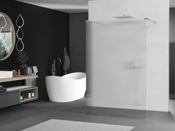 Mexen Kioto freestanding shower wall 120 x 200 cm, stripes 8 mm, brushed nickel - 800-120-002-97-09