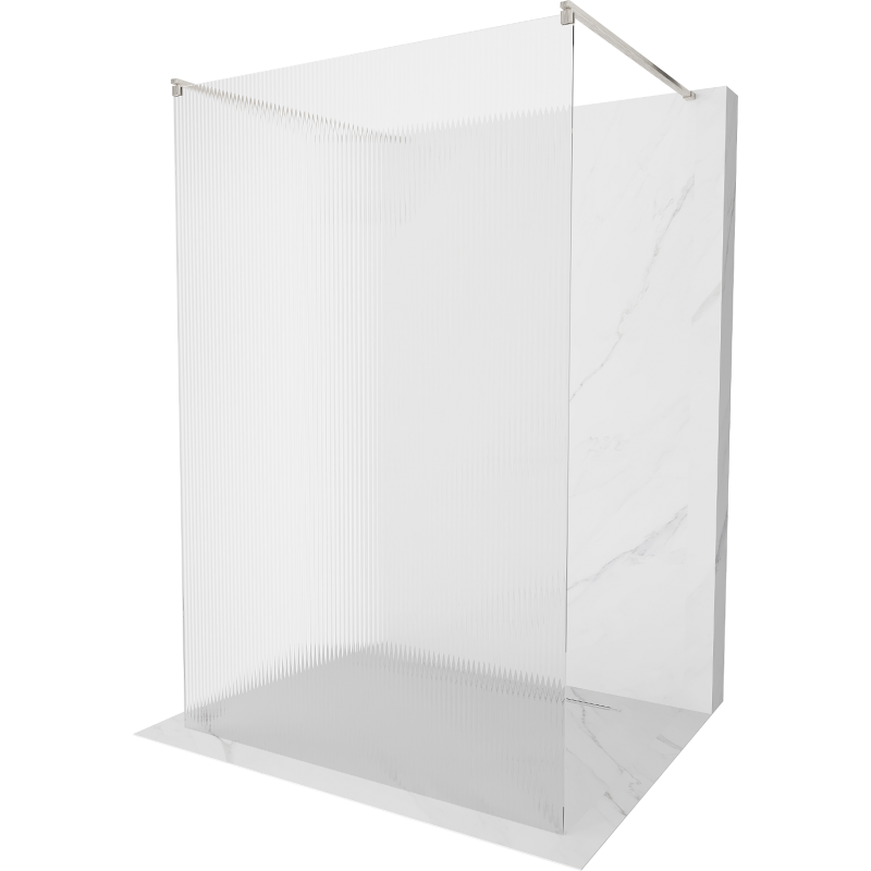 Mexen Kioto freestanding shower wall 130 x 200 cm, tempered glass 8 mm, brushed nickel - 800-130-002-97-09