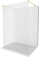 Mexen Kioto standalone shower wall 100 x 200 cm, striped 8 mm, brushed gold - 800-100-002-55-09