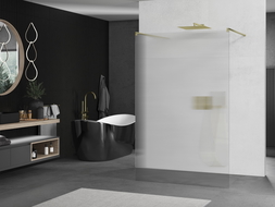 Mexen Kioto freestanding shower wall 110 x 200 cm, stripes 8 mm, brushed gold - 800-110-002-55-09