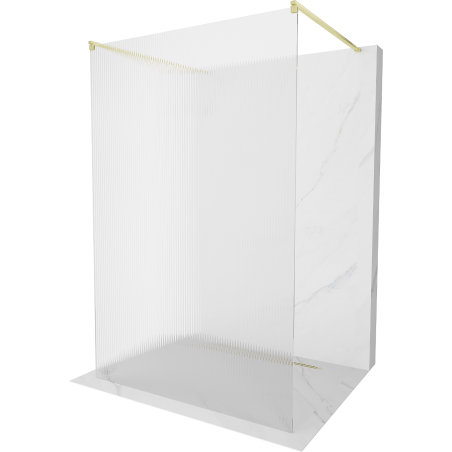 Mexen Kioto freestanding shower wall 130 x 200 cm, tempered glass 8 mm, brushed gold - 800-130-002-55-09