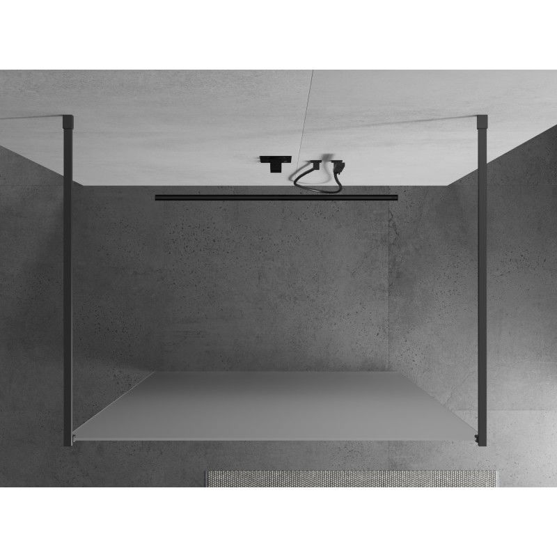 Mexen Kioto Freestanding Shower Wall 100 x 200 cm, Frosted 8 mm, Gun Metal - 800-100-002-95-30