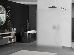 Mexen Kioto freestanding shower wall 130 x 200 cm, frost 8 mm, gun metal - 800-130-002-95-30