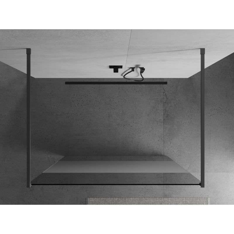 Mexen Kioto freestanding shower wall 110 x 200 cm, transparent/frosted 8 mm, gun metal - 800-110-002-95-35