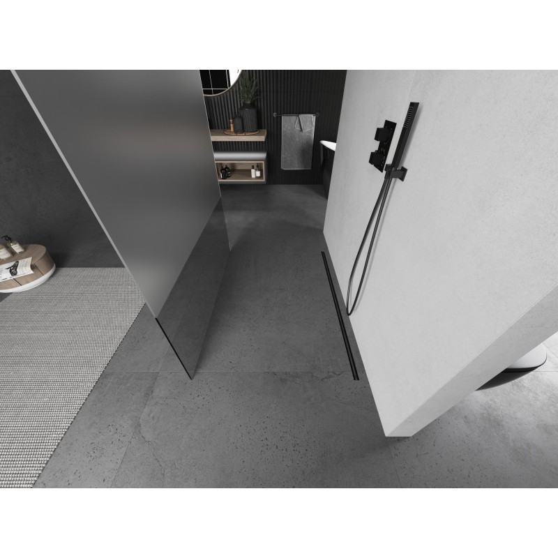 Mexen Kioto freestanding shower wall 110 x 200 cm, transparent/frosted 8 mm, gun metal - 800-110-002-95-35