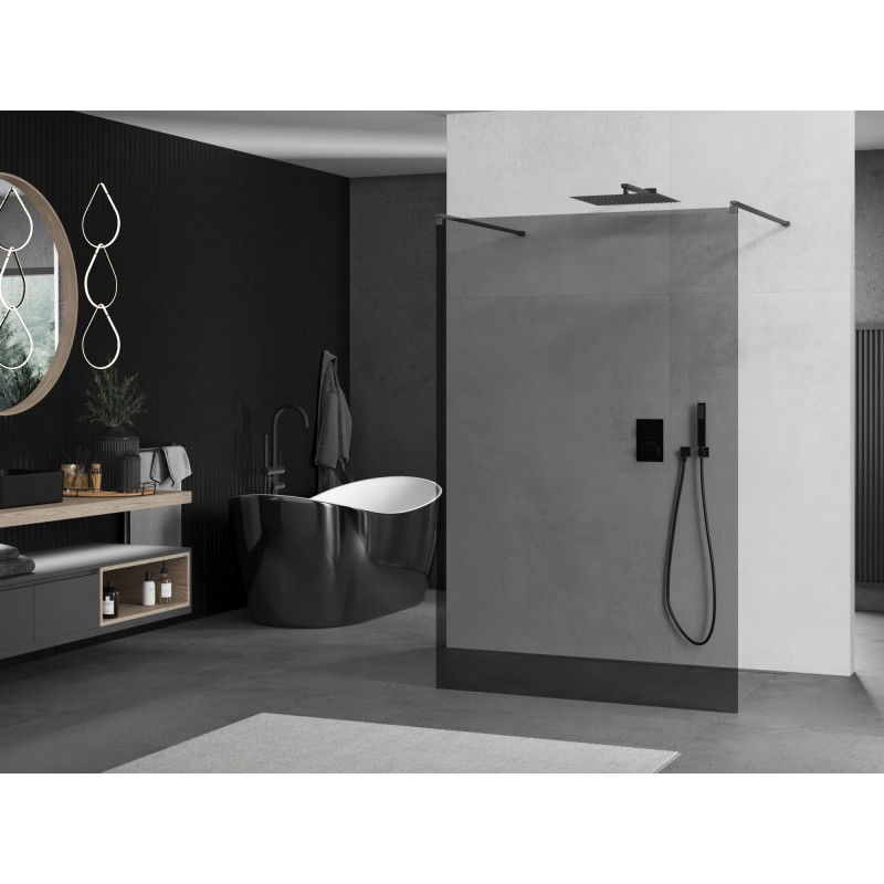 Mexen Kioto freestanding shower wall 110 x 200 cm, graphite 8 mm, gun metal - 800-110-002-95-40