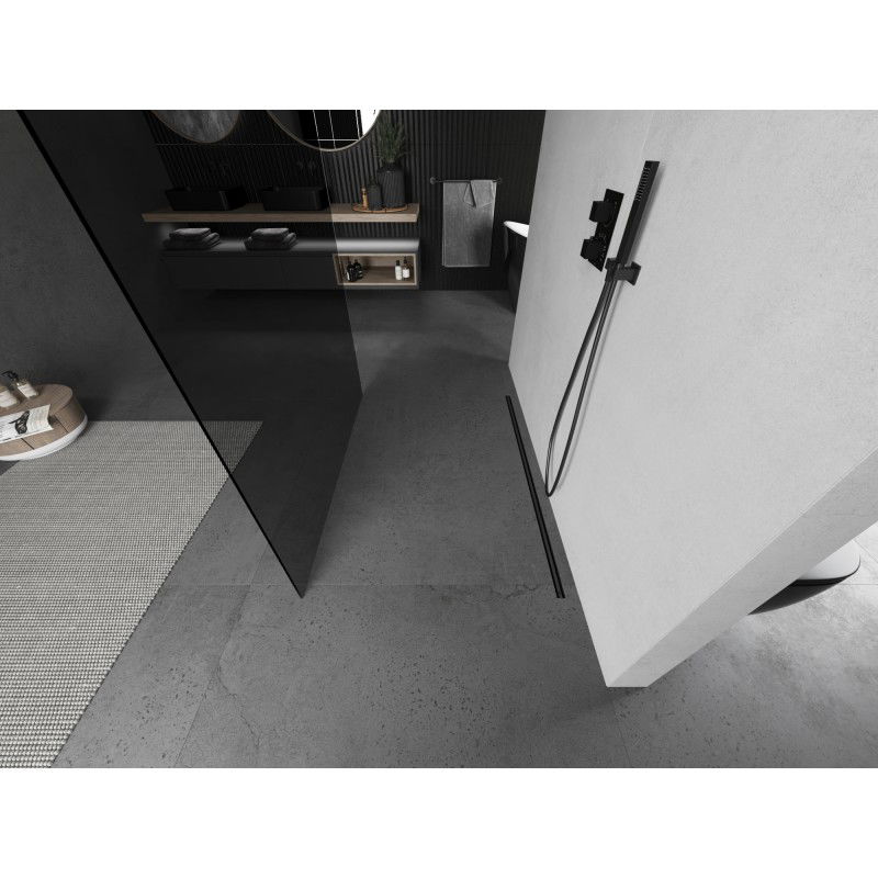 Mexen Kioto 130 x 200 cm Freestanding Shower Wall, Graphite 8 mm, Gun Metal - 800-130-002-95-40