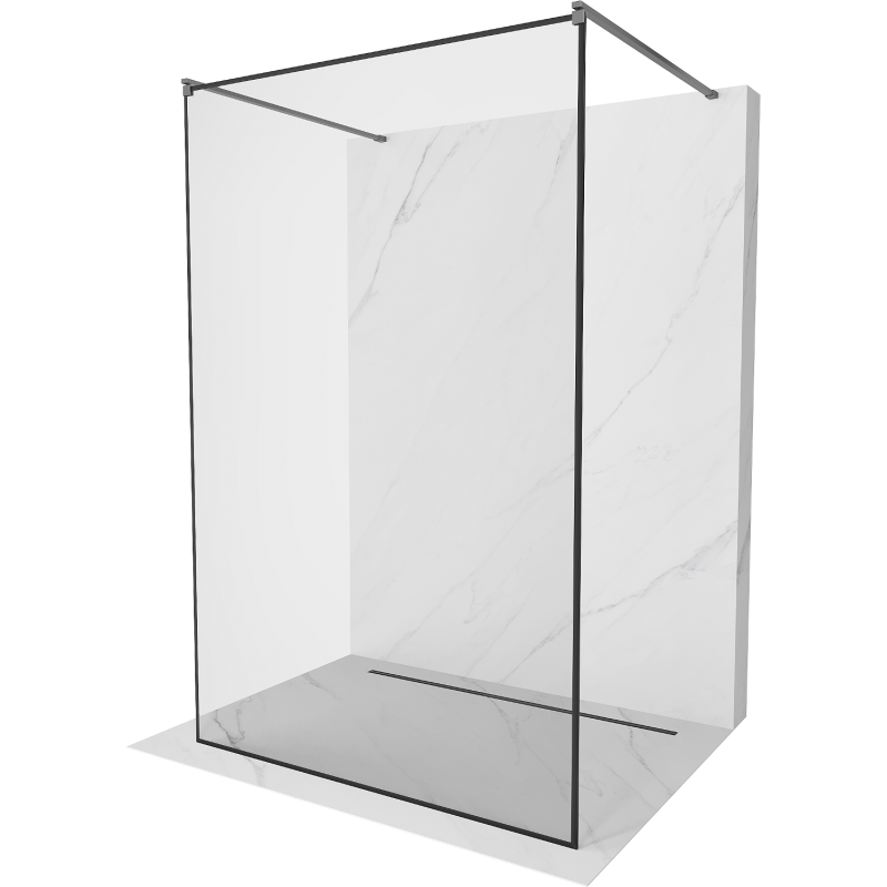 Mexen Kioto free-standing shower wall 150 x 200 cm, black frame 8 mm, gun metal - 800-150-002-95-70