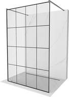Mexen Kioto freestanding shower wall 150 x 200 cm, black grid 8 mm, gun metal - 800-150-002-95-77