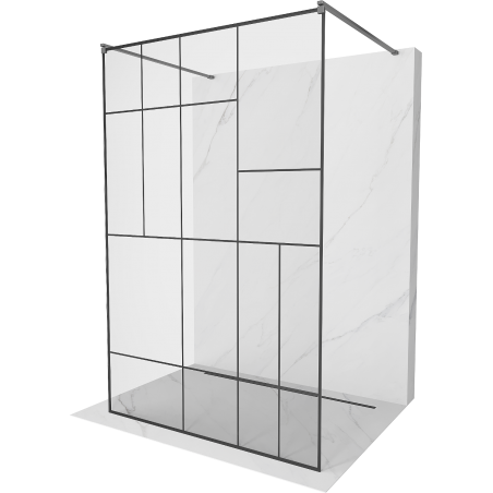 Mexen Kioto freestanding shower wall 130 x 200 cm, black pattern 8 mm, gun metal - 800-130-002-95-78