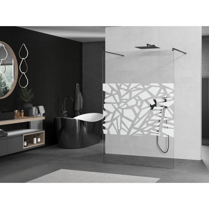 Mexen Kioto freestanding shower wall 100 x 200 cm, white pattern 8 mm, gun metal - 800-100-002-95-85