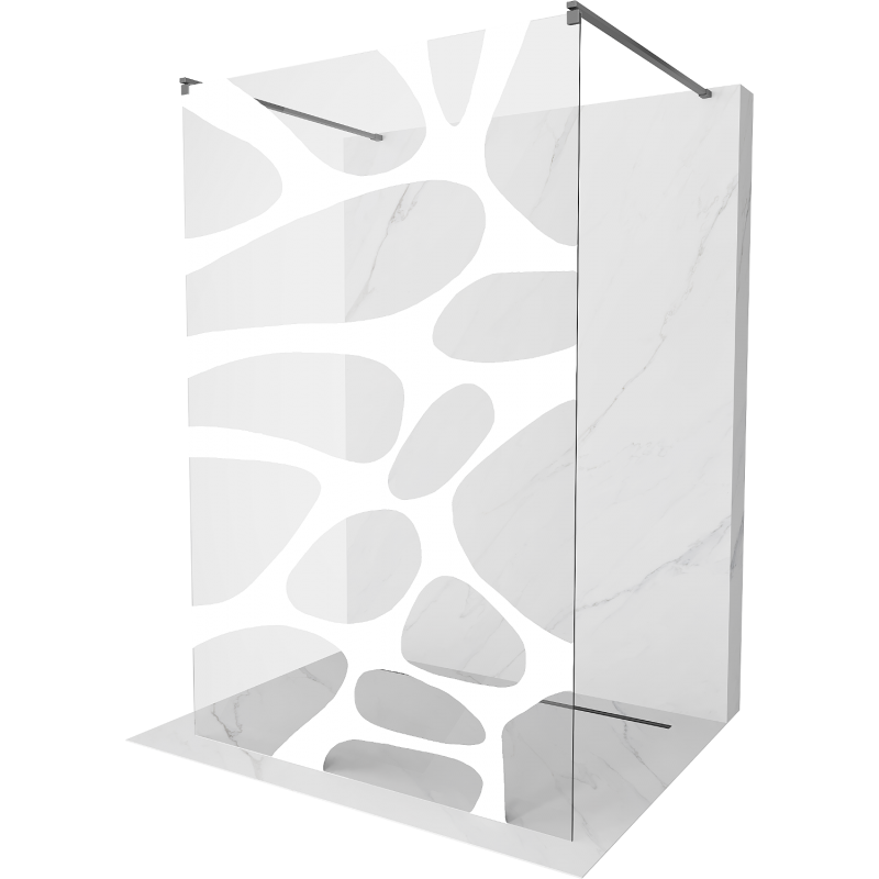 Mexen Kioto freestanding shower wall 130 x 200 cm, white wave 8 mm, gun metal - 800-130-002-95-97