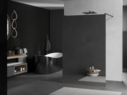 Mexen Kioto Free-standing Shower Wall 100 x 200 cm, Mirror 8 mm, Gun Metal - 800-100-002-95-50