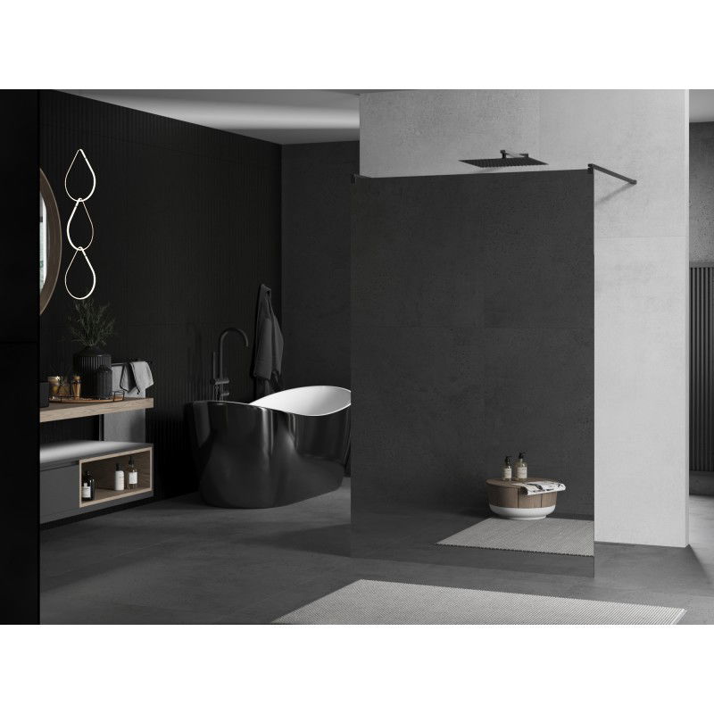 Mexen Kioto freestanding shower wall 110 x 200 cm, mirror 8 mm, gun metal - 800-110-002-95-50