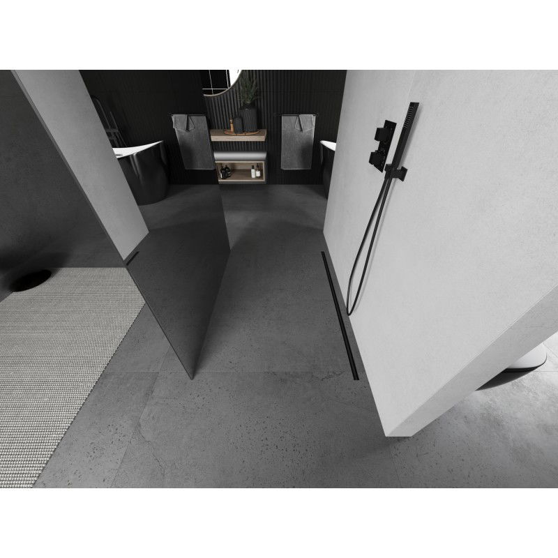 Mexen Kioto freestanding shower wall 120 x 200 cm, mirror 8 mm, gun metal - 800-120-002-95-50