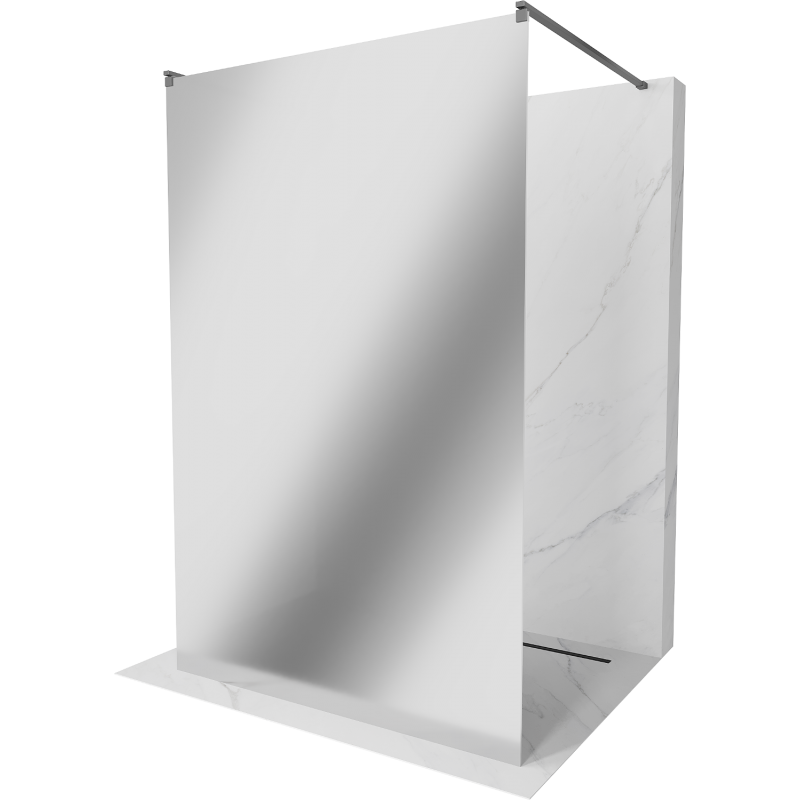 Mexen Kioto freestanding shower wall 140 x 200 cm, mirror 8 mm, gun metal - 800-140-002-95-50