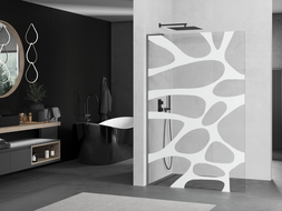Mexen Kioto L Walk-in Shower Wall 100 x 200 cm, White Pattern, Gun Metal - 800-100-103-95-97