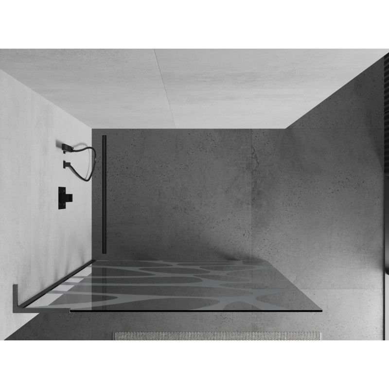 Mexen Kioto L walk-in shower wall 100 x 200 cm, white wave, gun metal - 800-100-103-95-97