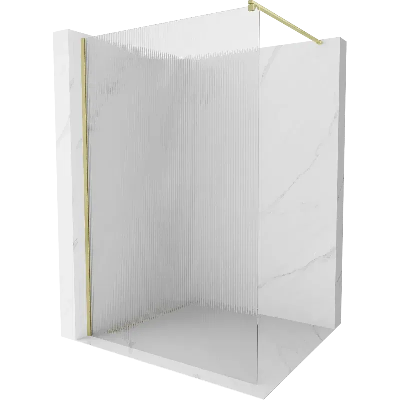Mexen Kioto Walk-in Shower Screen 70 x 200 cm, Stripes 8 mm, Brushed Gold - 800-070-101-55-09