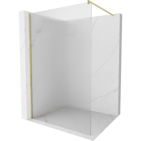 Mexen Kioto Walk-in Shower Screen 70 x 200 cm, Stripes 8 mm, Brushed Gold - 800-070-101-55-09