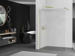 Mexen Kioto Walk-in Shower Wall 100 x 200 cm, Stripes 8 mm, Brushed Gold - 800-100-101-55-09